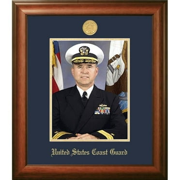 Campus Images CGPSW002 8 x 10 in. Patriot Frames Coast Guard Portrait Satin Walnut Frame with Gold Medallion