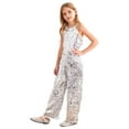 thumbnail image 2 of inhzoy Kids Girls Halter Neck Jumpsuit Full Sequin Prom Party Romper Latin Jazz Dance Leotard Silver 10, 2 of 8