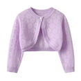 thumbnail image 3 of HVOBTTY Fall Toddler Girl's Jacket Solid Color Hollow Out Floral Button Thin Sun Protection Knit Cardigan Outerwear Coat for 0.5-9 Years, 3 of 5