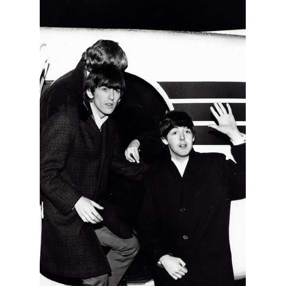 George Harrison and Paul McCartney at an airport Photo Print  (24 x 30)