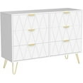 thumbnail image 4 of Anbuy 6 Drawer Double Dresser, Dual Chest of Drawers Dresser for Bedroom with Gold Handles (White), 4 of 10