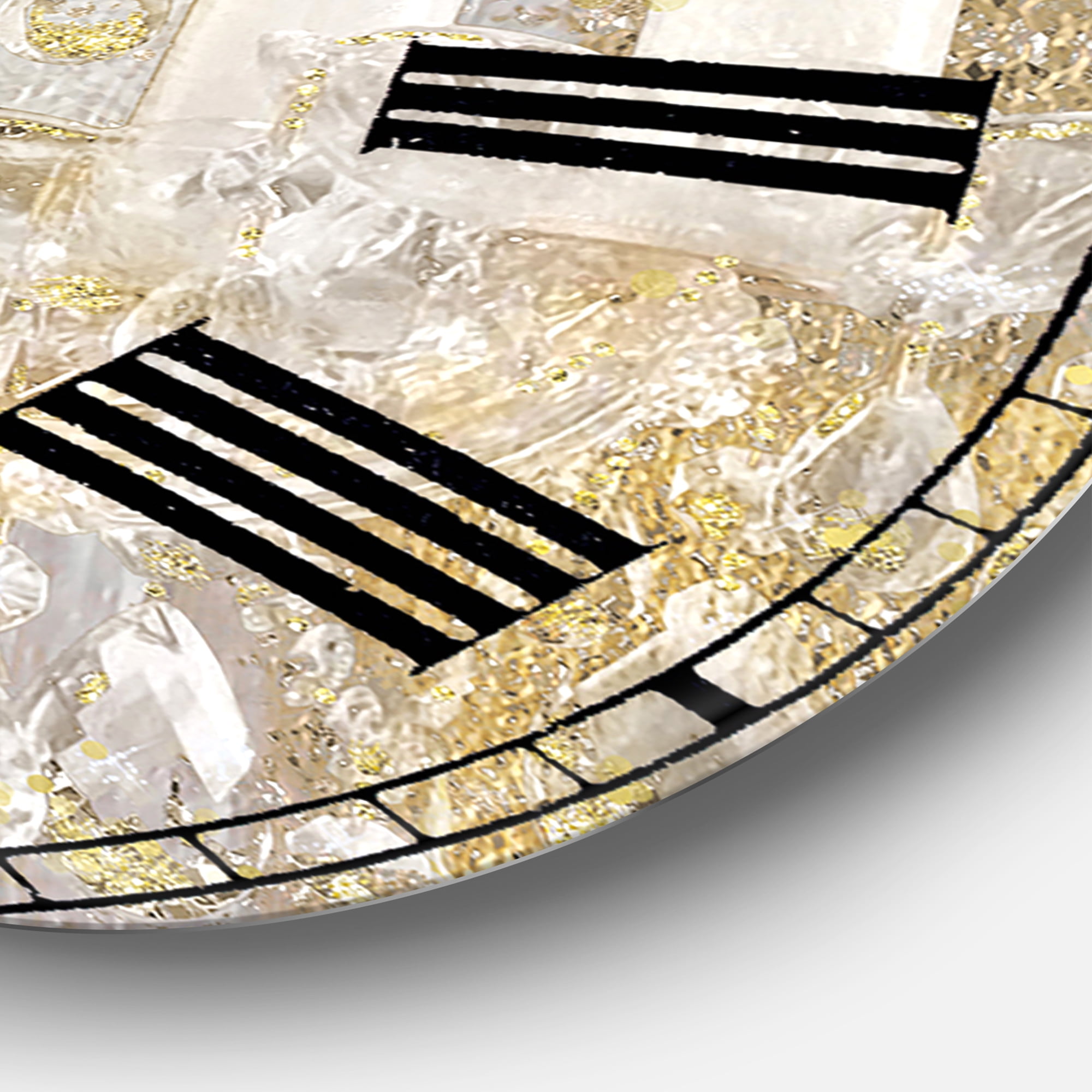 Designart Large Gold Analog Round Fashion Wall Clocks, CLM25984-C23