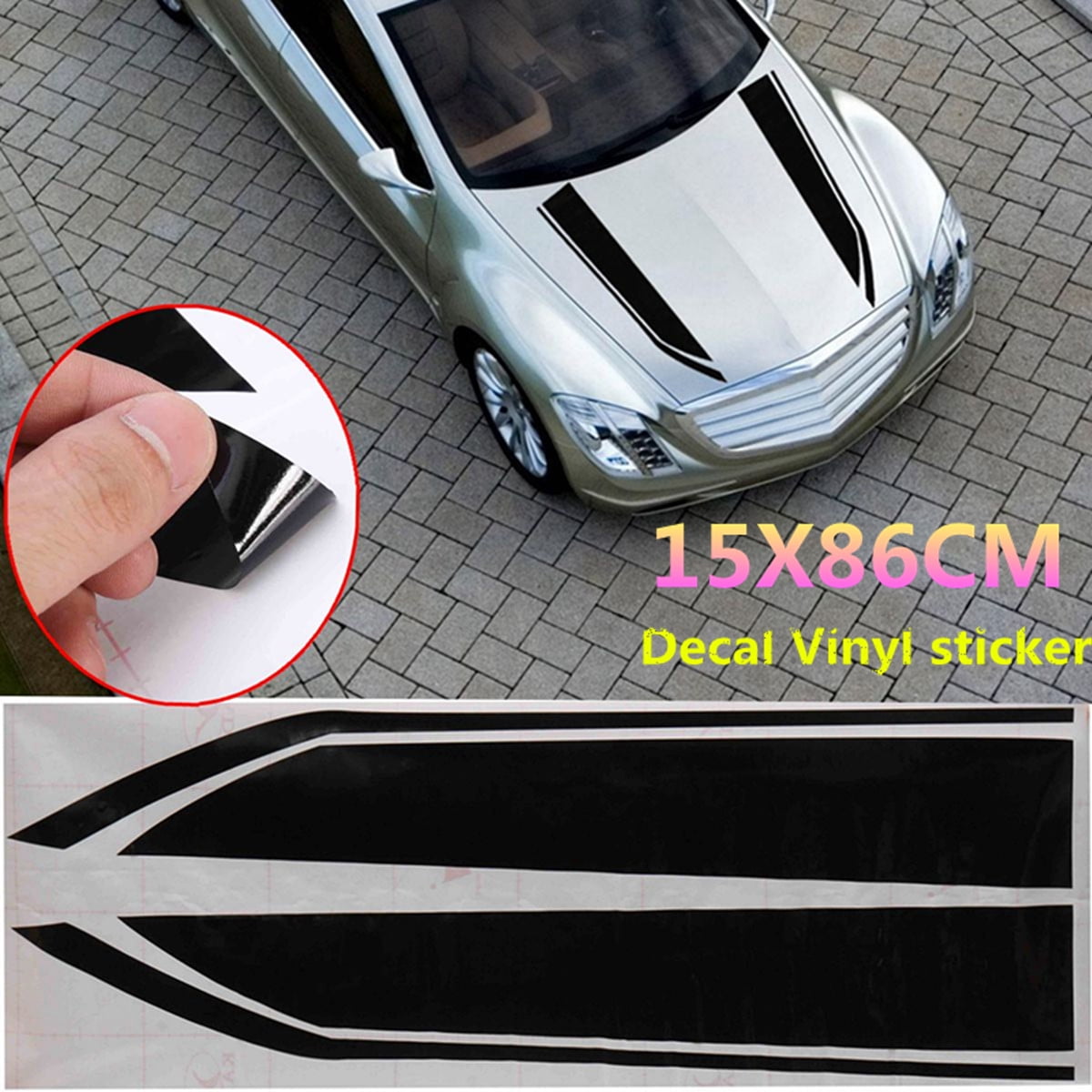 Black Car Decal Vinyl Graphics Stickers Hood Decals Checkered Strip