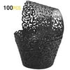 GOLF 100Pcs Cupcake Wrappers Artistic Bake Cake Paper Filigree Little Vine Lace Laser Cut Liner Baking Cup Wraps Muffin CaseTrays for Wedding Party Birthday Decoration (Black)