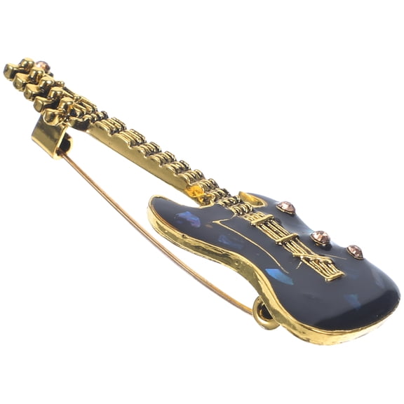 Retro Cartoon Guitar Brooch Lapel Pin, Unique Musical Instrument Shaped Accessory for Clothing Decoration and