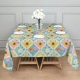 thumbnail image 3 of Pioneer Flower Floral Print Pattern Square Tablecloth, Waterproof Wipeable Spillproof Washable Table Cover for Home Kitchen Party Decor, 42"x42", 3 of 6