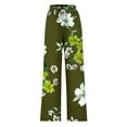 thumbnail image 4 of COSFO Green Women Pants Palazzo Floral Casual High Elastic Waisted Wide Leg Pants Drawstring Adjustable Width Loose Pants, 4 of 4