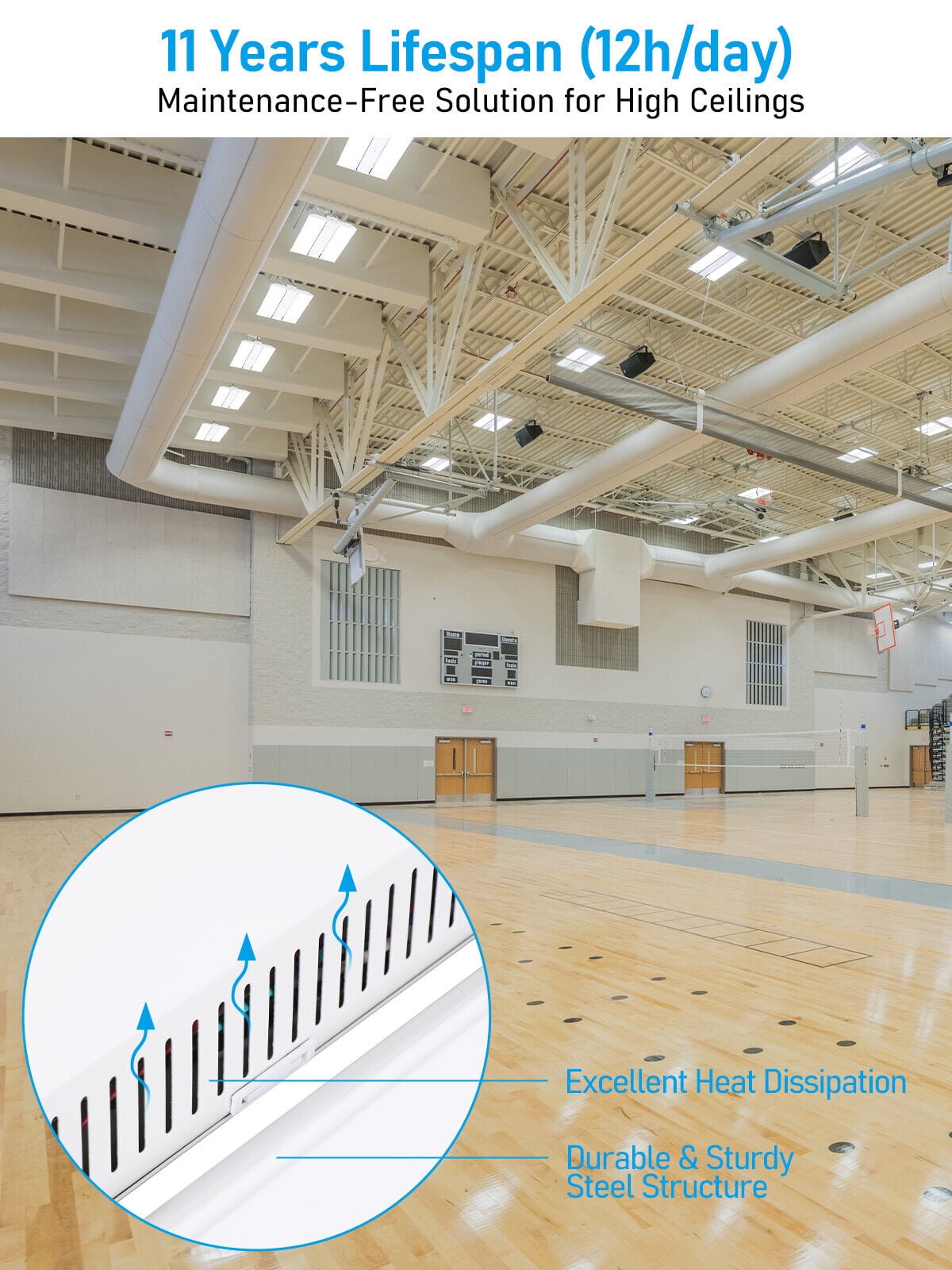 2FT LED Linear High Bay Light, 220W 29700LM 0-10V Dimmable Commercial Hanging Linear Shop Lights, 5000K Daylight
