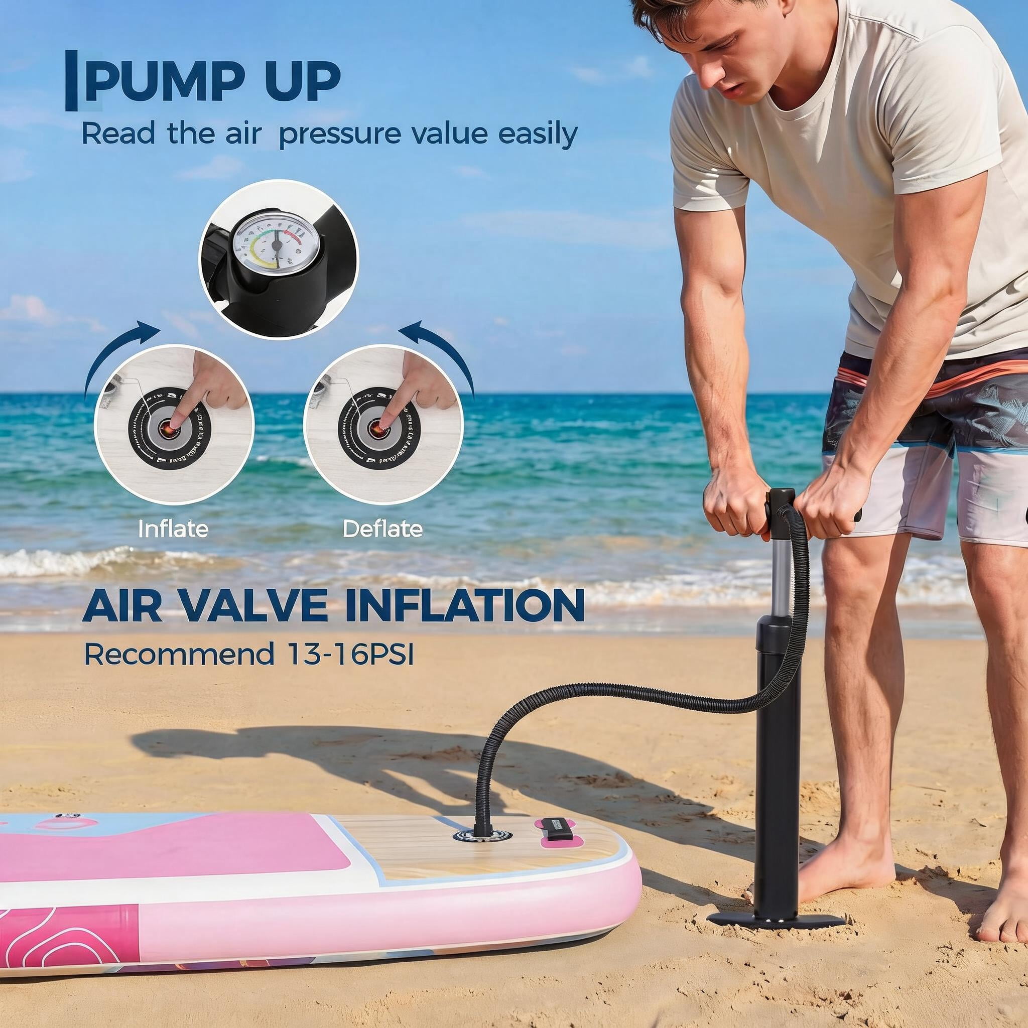 11ft Inflatable Stand Up Paddle Board, 34" Wide Ultra-Stable ISUP with Water Bag, 420 lbs Weight Capacity, 6" Thick Durable Non-Slip Deck, All-Round Paddle Board for Adults & Youth