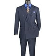 thumbnail image 3 of VINCI Men's Navy Blue Pinstripe Double-Breasted 6-Button Classic Fit Suit - NEW - 44S, 3 of 3