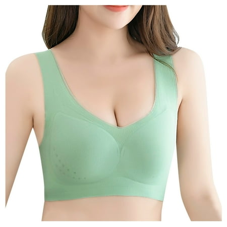

Frehsky bras for women Women s Traceless Underwear Gathering A Thin Breathable Mesh Latex Sports Bra Green