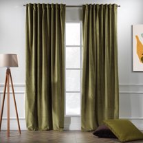 3S Brother's Solid Luxury Matte Velvet Soft Curtains Set of 2 Panels Hanging Back Tap & Rod Pocket Home Décor Bedroom Kitchen Office Windows Room Darkering ( Lime-52"x95")