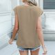 thumbnail image 5 of Tops de Manga Larga de Moda para las Mujeres 2025 V-Cuello Color Sólido Camisa de Verano, Blusa de Manga Corta de Poliéster Casual, 5 of 9