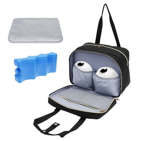 Ikoopy Wearable Breast Pump Bag with Cooler Compartment Portable Breastmilk Cooler Bag with Ice Pack and Waterproof Mat for Breast Pump and Accessories