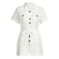 thumbnail image 6 of TANGNADE Women's Casual Button Down Short Sleeve Casual Boho Playsuit Jumpsuit White + M, 6 of 6