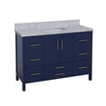 thumbnail image 3 of California 48" Bathroom Vanity with Royal Blue Cabinet and Carrara Marble Top, 3 of 5