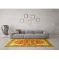 thumbnail image 3 of Ahgly Company Machine Washable Indoor Round Medallion Yellow Traditional Area Rugs, 3' Round, 3 of 4