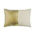 thumbnail image 1 of Funda de almohada lumbar decorativa HomeCentric dorada de 30 x 55 cm (12 x 22 pulgadas), con efecto patchwork de piel sintética, tejido de canasta, lino, rectangular, estilo moderno con estampado, 1 of 4