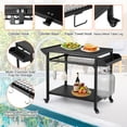 thumbnail image 3 of Garvee Outdoor Grill Cart, Pizza Oven Stand Table with Wheels, Movable Kitchen Prep Table & BBQ Cart with Adjustable Mesh Racks for Patio, Camping, 3 of 8