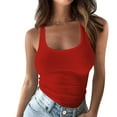 thumbnail image 2 of SWPZC Plus Size Going Out Tops For Women Ribbed Tank Tops Sleeveless Slim Shirts Solid Color Undershirt Badgers Womens Top Camisole Women Dressy, 2 of 6