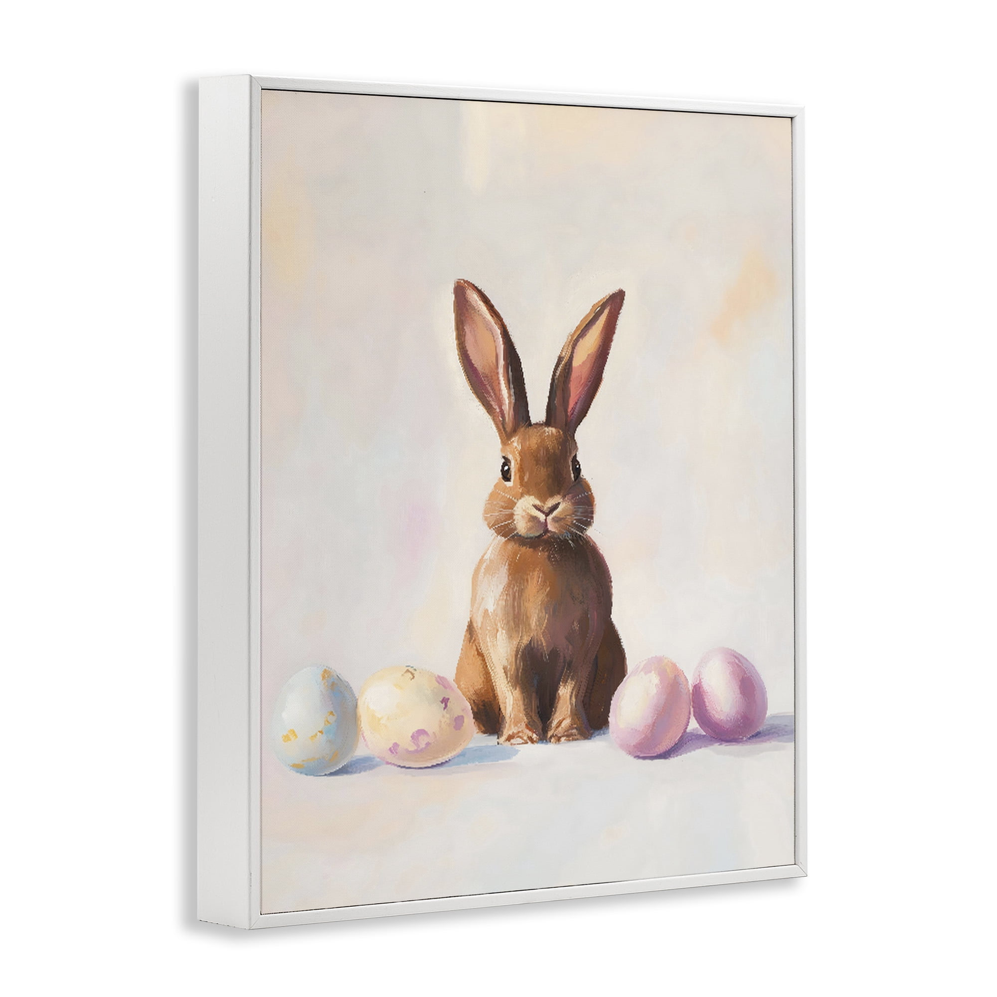Stupell Industries Easter Bunny with Pastel Eggs White Framed Giclee Art, design by The Prints Vibe