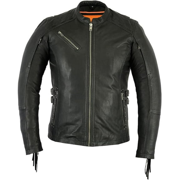 Daniel Smart Classic Women’s Leather Jacket - Goatskin Motorcycle Leather Jacket with Triple stitch detailing