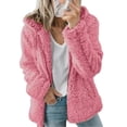 thumbnail image 1 of Abrigo de oso de peluche para mujer, cárdigan suave y cálido, capucha de piel polar, chaqueta hinchada, Tops de invierno, 1 of 3
