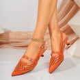 thumbnail image 5 of Mfakffe Mary Jane Shoes for Women Comfortable Pointed Toe Casual Outdoor Fashion Cut Out Shoes Slip on Versatile Low Kitten Heel Shoes Orange 6.5 Wide（EU:37）, 5 of 5