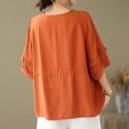 thumbnail image 6 of Womens Tops Fashionable Retro Embroidered Round Neck Five Quarter Sleeved Short Sleeved Blouse Plus Size Women Tops Summer Blouses for Women, 6 of 9