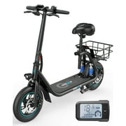 Gyroor C1 PRO 450W Electric Scooter with Dual Shock Absorbers for Adult,Up to 25 Miles 18.6MPH,12" Commuter Electric Scooter with Basket-Black
