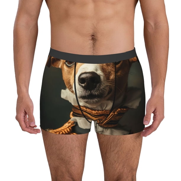 Balery Modern Cute Dog Calzoncillos bóxer para hombre, ropa interior de algodón suave y transpirable con cinturilla de nailon-X-Large