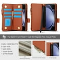 thumbnail image 4 of ELEHOLD Leather Wallet Case for Samsung Galaxy Z Fold7, Shockproof Zipper Pocket Card Cash Slots Shockproof Hand Grip Wallet Case Cover with Wrist Lanyard for Samsung Galaxy Z Fold7 ,Brown, 4 of 6