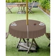 thumbnail image 4 of Brown Outdoor Tablecloth with Umbrella Hole and Zipper, Solid Color Table Cover for Round Tables Waterproof Tabletop Collection for Patio, Garden, Picnic, Camping 60R, 4 of 6