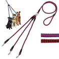 thumbnail image 3 of Walbest 3 in 1 Durable Nylon Woven Coupler Traction Leash, Three- Way Pet Leash with a Coupler, Lead for Small, Medium Dogs, 3 Way Dogs Walking Leader, 3 of 7