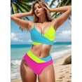 thumbnail image 3 of Top-kevin Women's Triangle Bikini Sets Sexy Halter String Two Piece Swimsuits Tie Trim Bathing Suit Trendy Beach Swimwear, 3 of 10