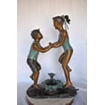 thumbnail image 2 of Nifao Outdoor Fountain Statue Bronze Boy and Girl Dancing Garden Patio Water Feature – Outdoor Garden Decor Sculpture, 28"L x 13"W x 38"H, 2 of 12