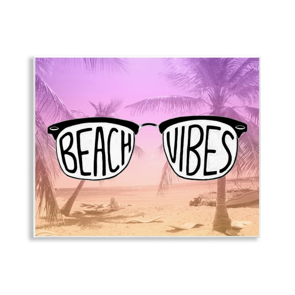 Stupell Industries Tropical Beach Vibes Typography Painting Unframed Art Print Wall Art, 14 x 11
