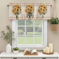 thumbnail image 3 of Hello Sunflowers Brown Buffalo Plaid Window Valance Curtain Spring Flower Plant Rod Pocket Short Curtain for Living Room, Bedroom & Kitchen Window Decor 42x12in, 3 of 8