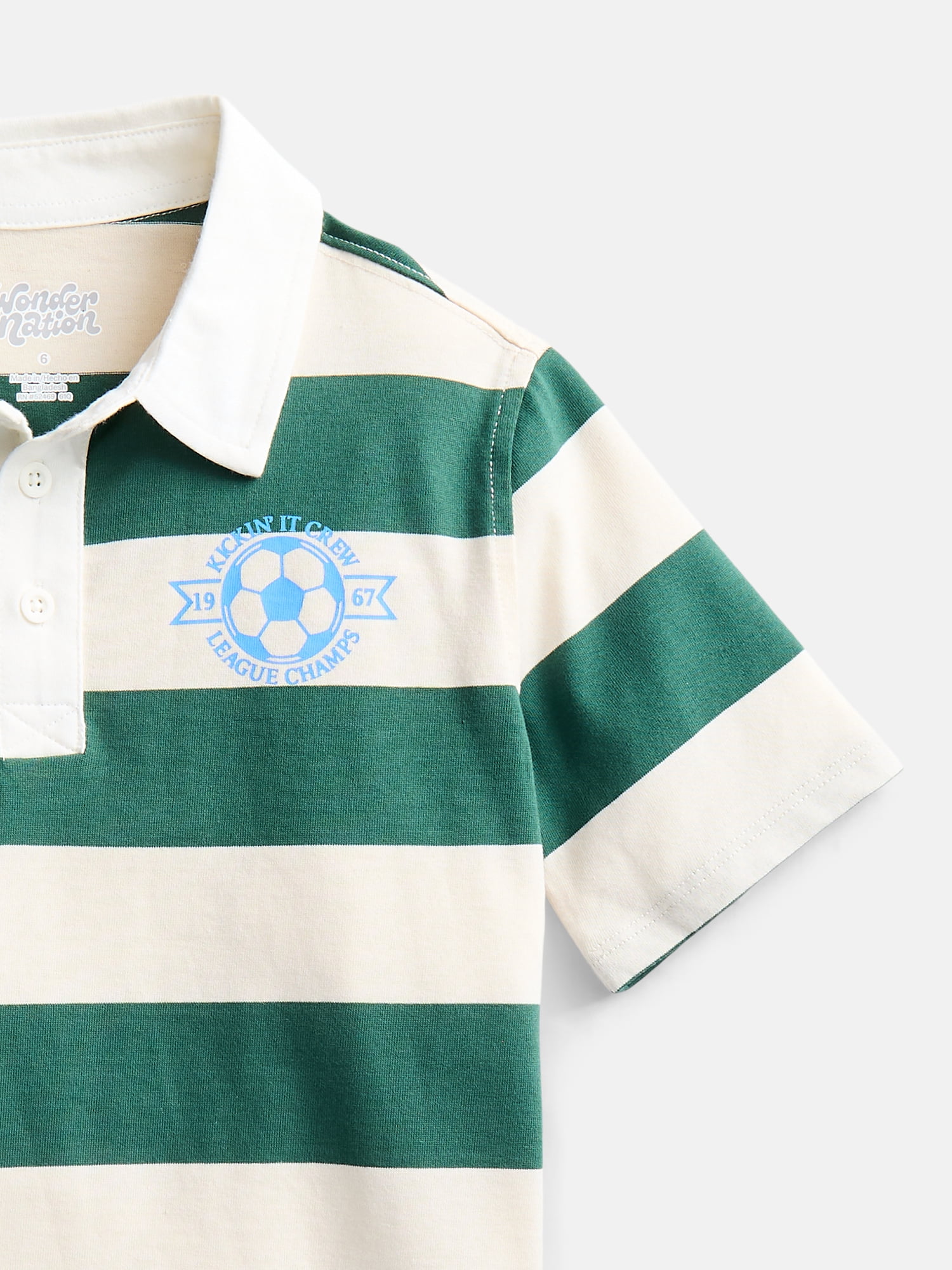 Wonder Nation Little Boys' Rugby Polo with Short Sleeves, Sizes 4-10
