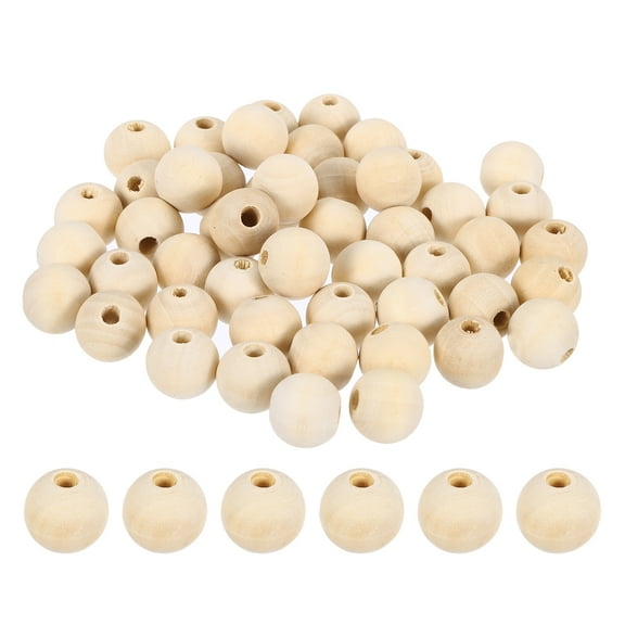 Uxcell 50Pcs 15mm Wood Beads, Unfinished Wooden Natural Beads Round Wood Spacer Beads for Bracelets Jewelry Making