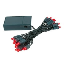 Novelty Lights 20 Light Battery Operated LED Christmas Mini Light Set, Red, Green Wire, 8' Long