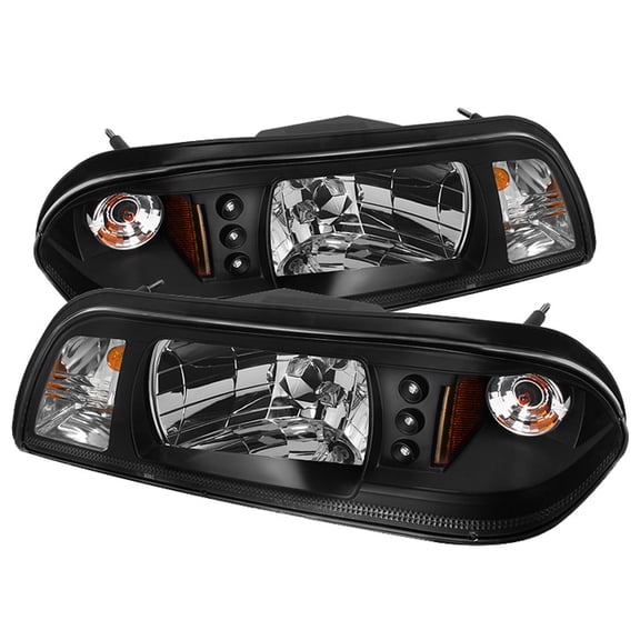 AKKON - For 87-93 Ford Mustang 1Pc Design Black Bezel LED Signal Headlights Corner Parking lamp Assembly