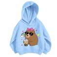 thumbnail image 3 of lnmuld Cute Tops for Teens Girls Hooded Sweatshirt Capybara Print Casual Loose Fit Long Sleeve Top for Toddler Kids Soft Comfortable Autumn Winter Outfits Size:6-7 Years, 3 of 5