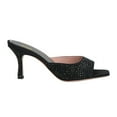 thumbnail image 2 of XYD Women Shiny Rhinestones Open Square Toe Mules Slip on Studded Mid Thin Heels Dress Fashion Slide Sandals Size 6.5 Black, 2 of 4