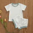 thumbnail image 4 of Seyurigaoka Seyurigaoka Infant Baby Clothes Short Sleeve Tops T-shirt and Shorts Pants Ribbed Outfits, 4 of 6