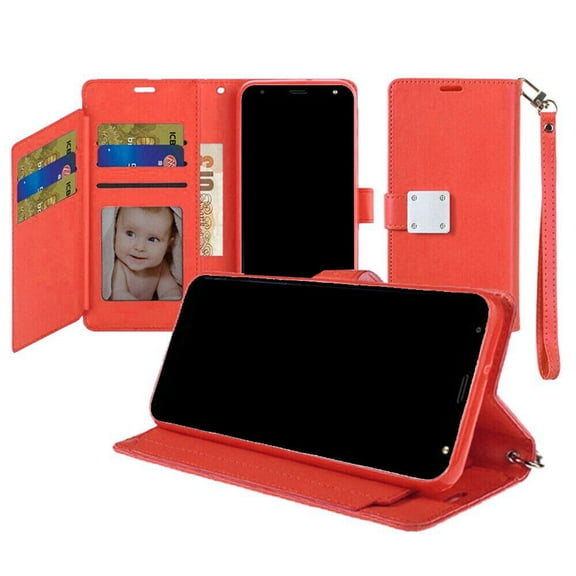 For Cricket Debut Smart 2022 Wallet Flip Pouch Cover Phone Case - Red