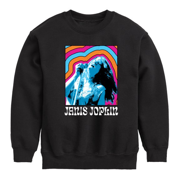 Janis Joplin - Janice Retro Color Waves - Toddler And Youth Crewneck Fleece Sweatshirt