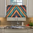 thumbnail image 2 of Yayeee Kitchen Curtains Tier Pair Light Filtering 27"x36" Rod Pocket Short Cafe Window Panel, Retro Stripes, 2 of 7