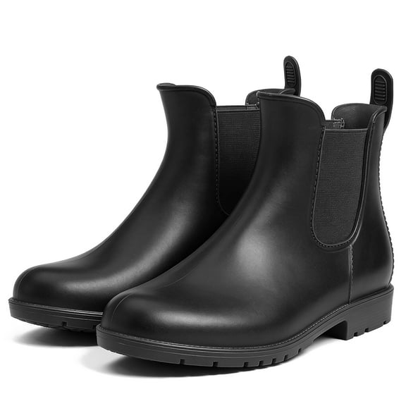 Ecetana Women's Short Rain Boots Waterproof Chelsea Boots Ankle Garden Shoes for Ladies Non Slip Outdoor Work Booties