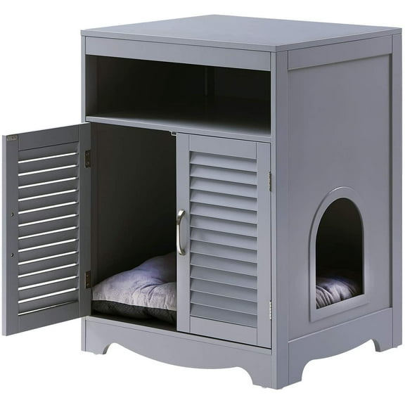 Penn-Plax Cat Walk Furniture: Contemporary Cat Litter Hide-Away Cabinet – Gray